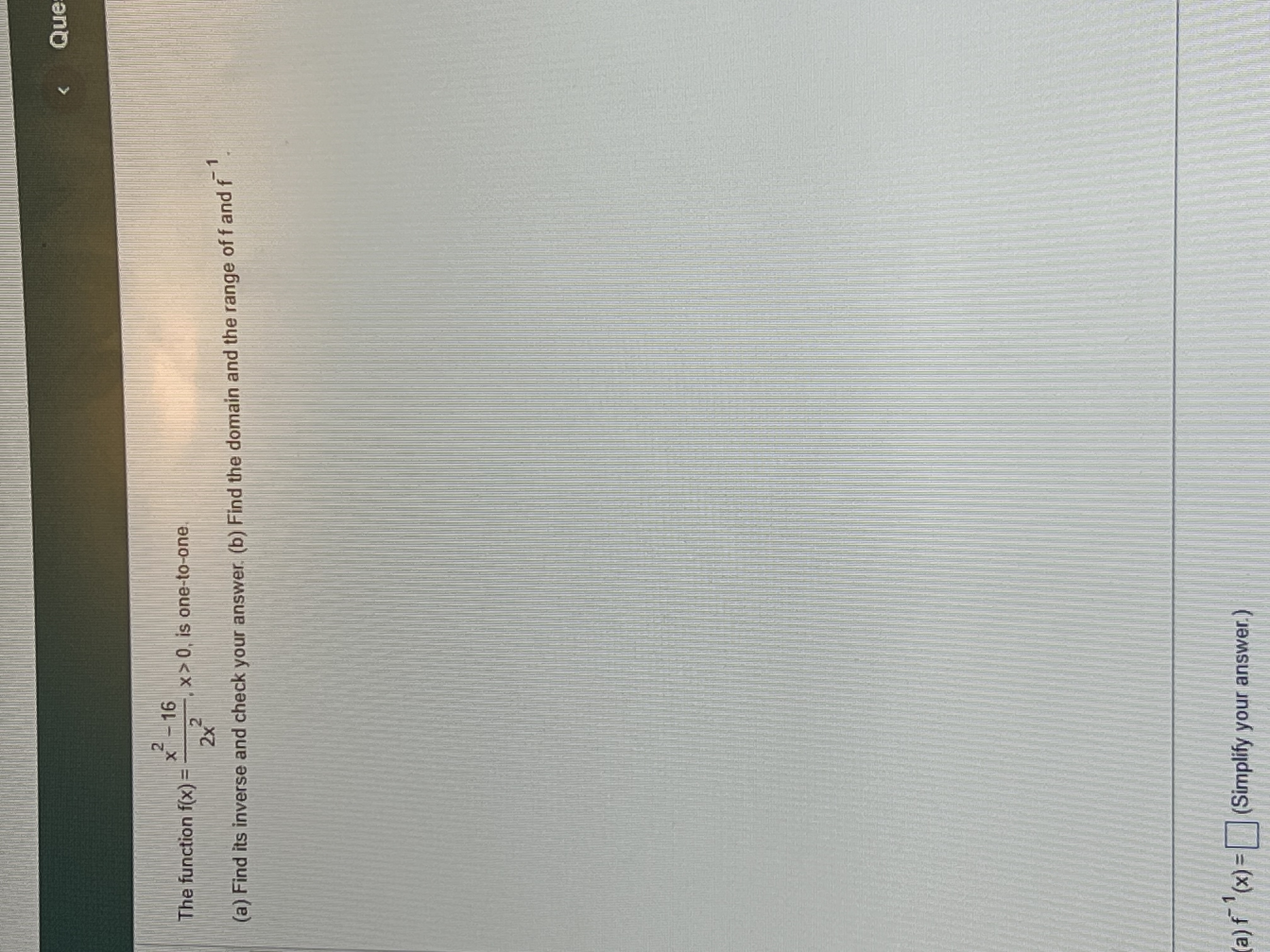=(Simplify your answer.)Ques Express y as a function of x. The constant
