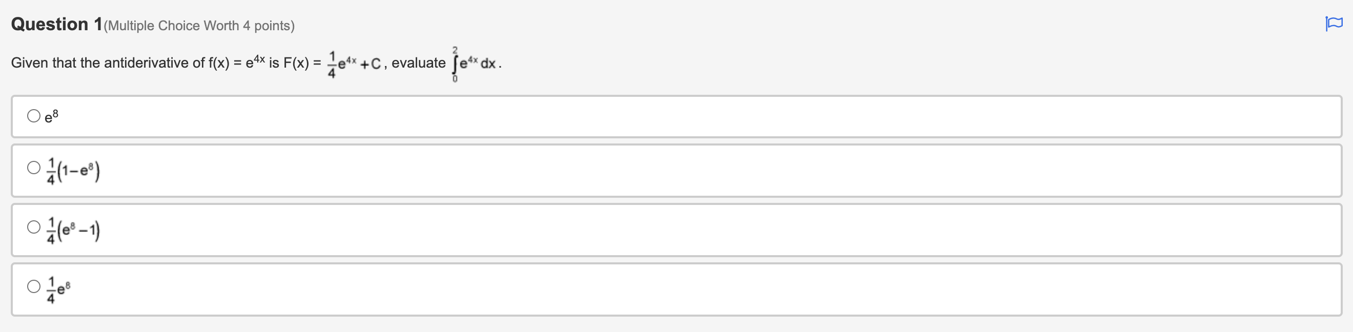 of the five equal intervals used to estimate the area under the