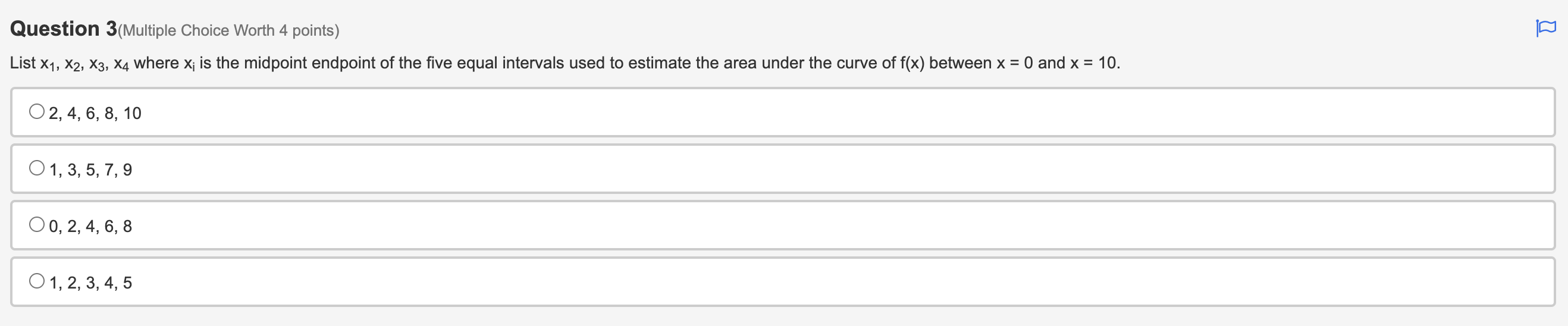 Worth 4 points) Estimate the area under the curve f(x) = x2