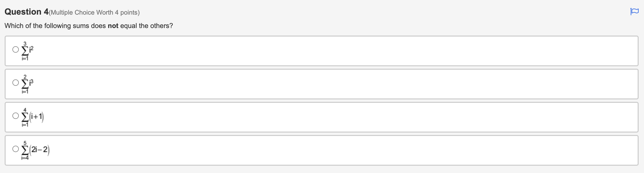 from x = 1 to x = 5 by using four inscribed