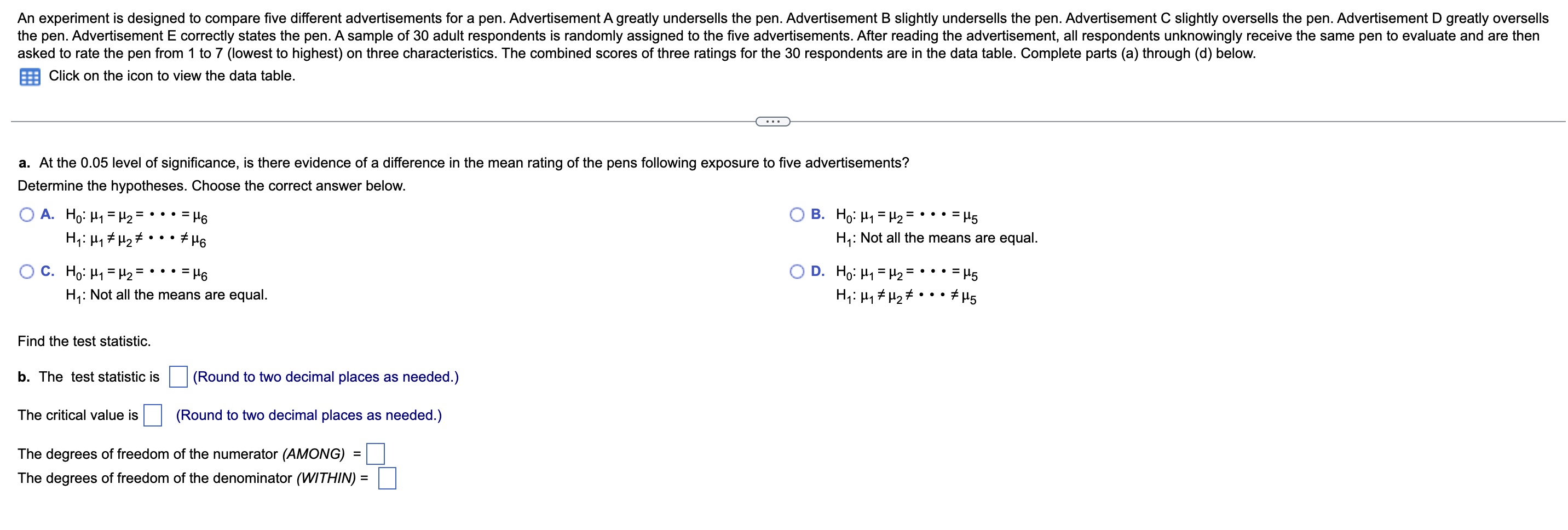 pen. Advertisement A greatly undersells the pen. Advertisement B slightly undersells the