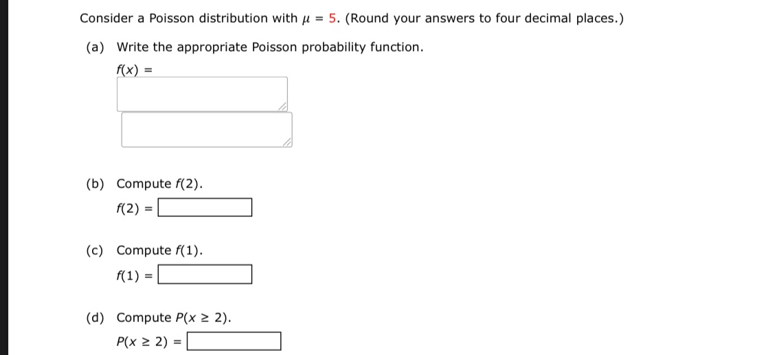 'u = 5. {Round your answers to four decimal places.) (a) Write