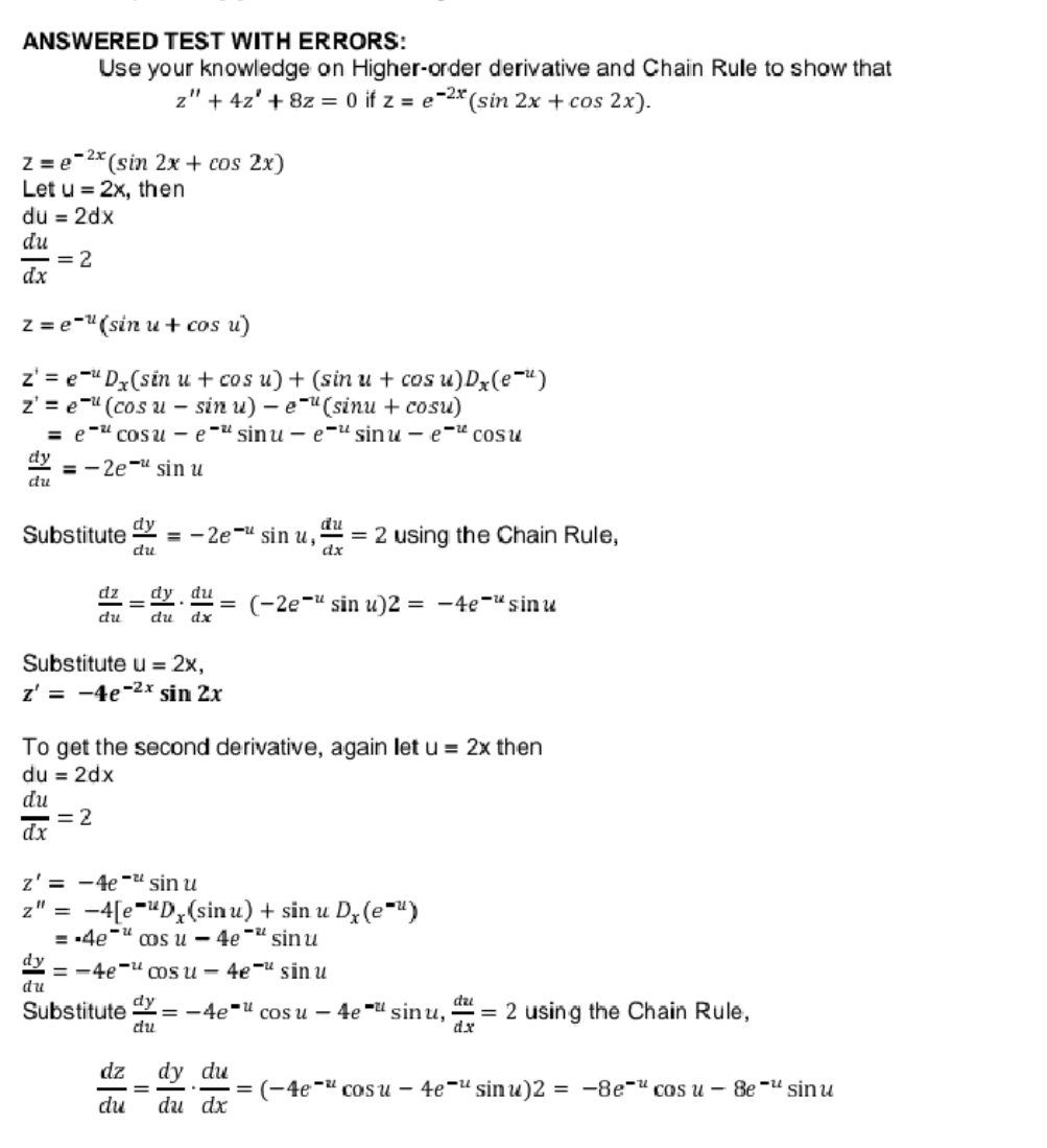 if z = e-2*(sin 2x + cos 2x). Z =e-2x(sin 2x +
