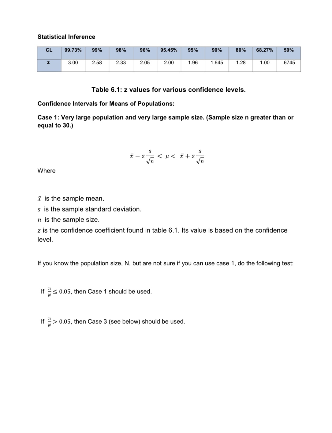 20 _ 5313 where n is the sample size. Formula for the