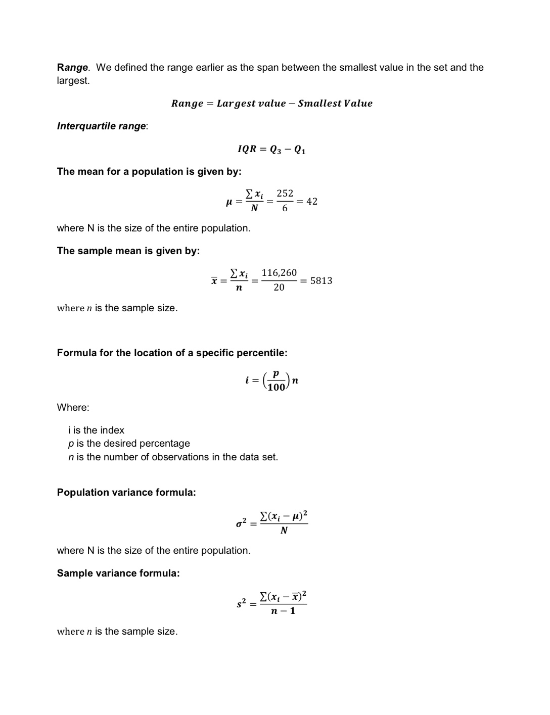 location of a specific percentile: . _ P I (m) 11 Where:
