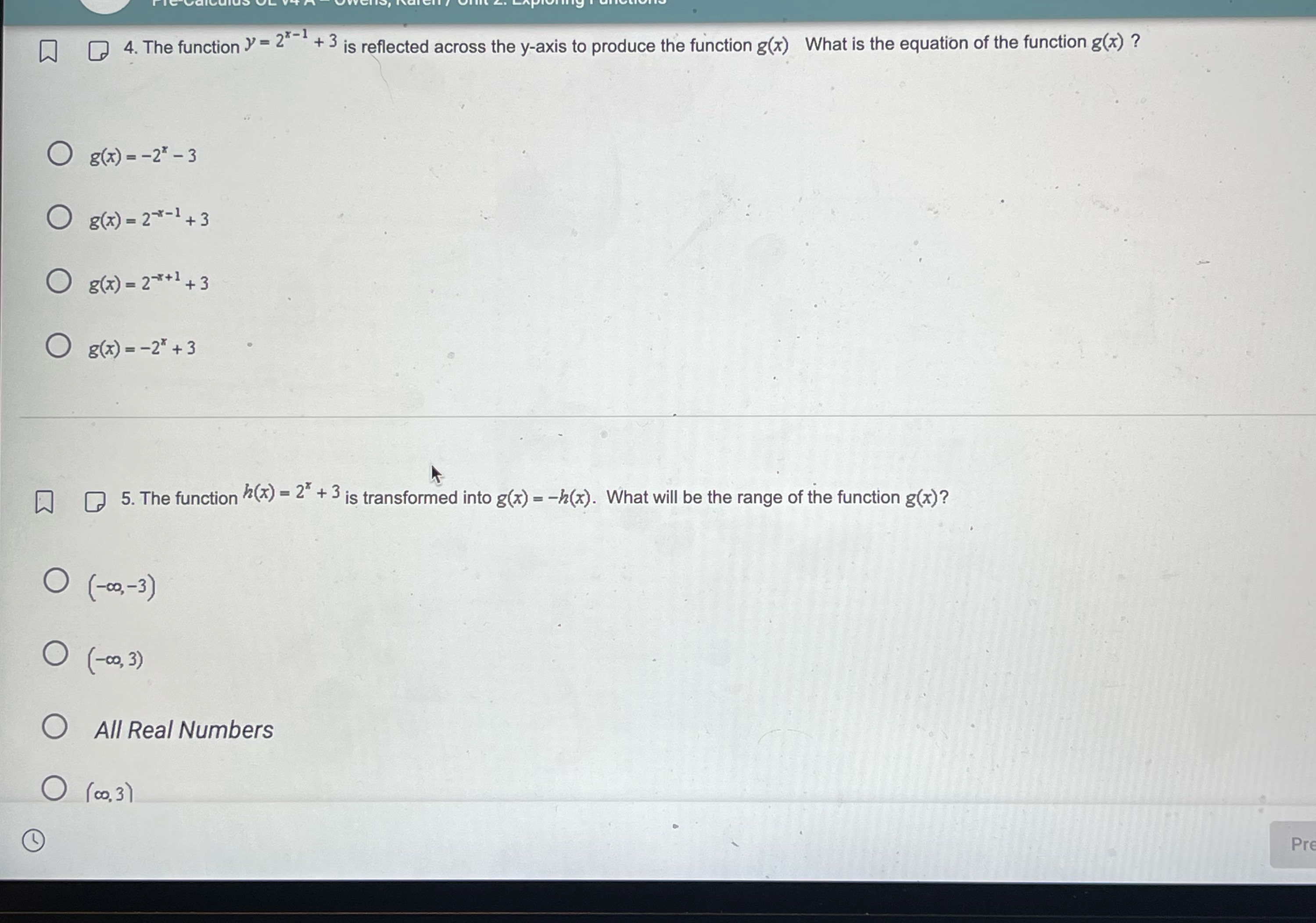  Please answer 4 and 5 thank you 4. The function )=