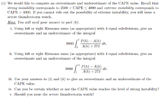 the CAPE value is therefore defined as follows: CAPE = 9800 (