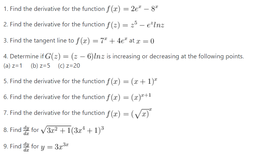 2. Find the derivative for the function f(_-; = 35 (33513.; 3.