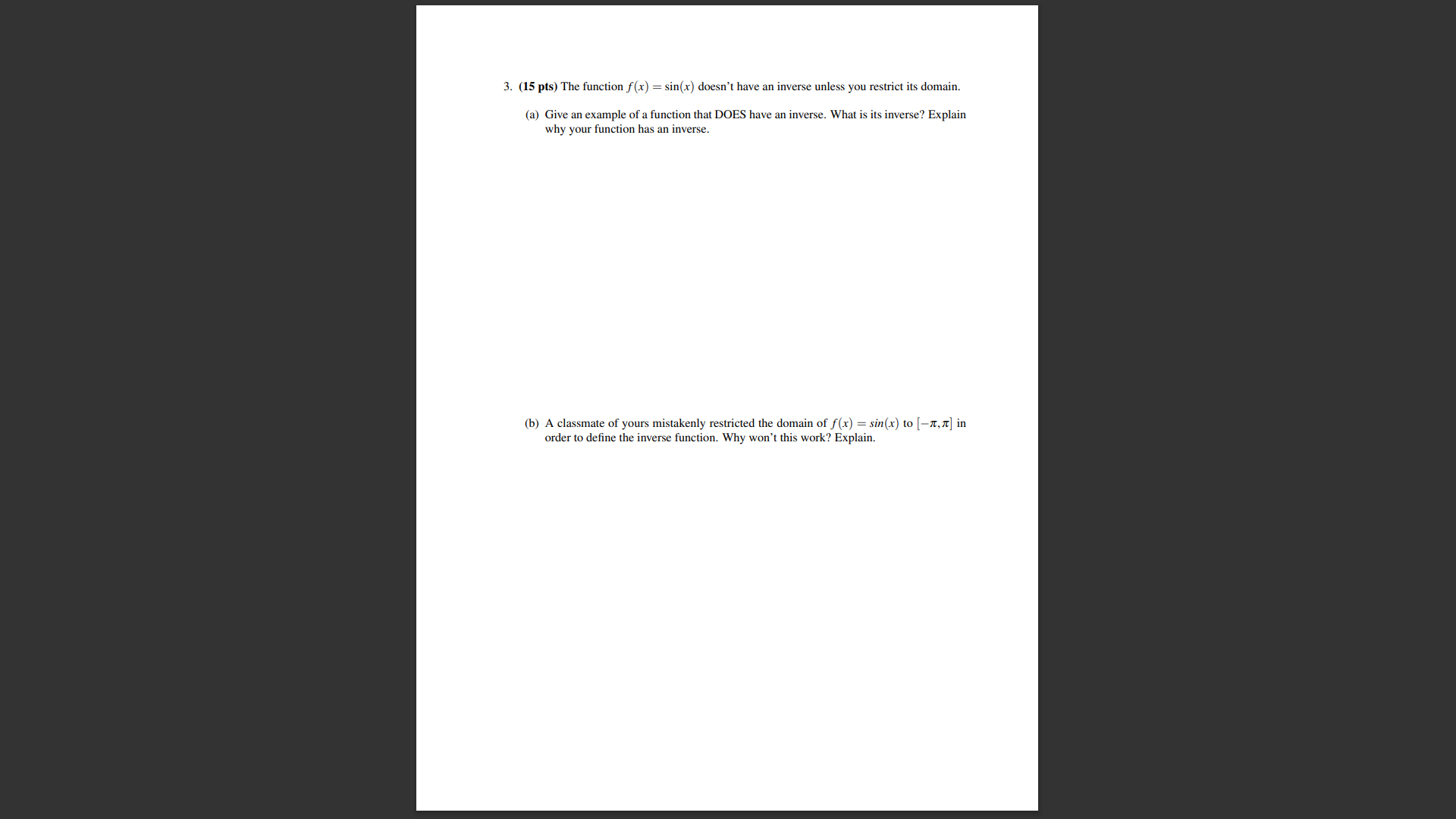 = cos(x) (axes below, if you need them). Make sure to label