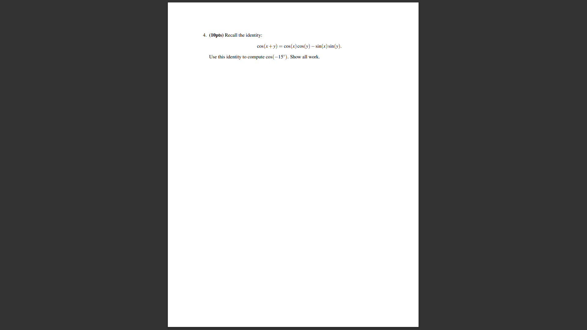 the each intercept. -4TT -2TT 0 2TT 4 TT3. (15 pts) The