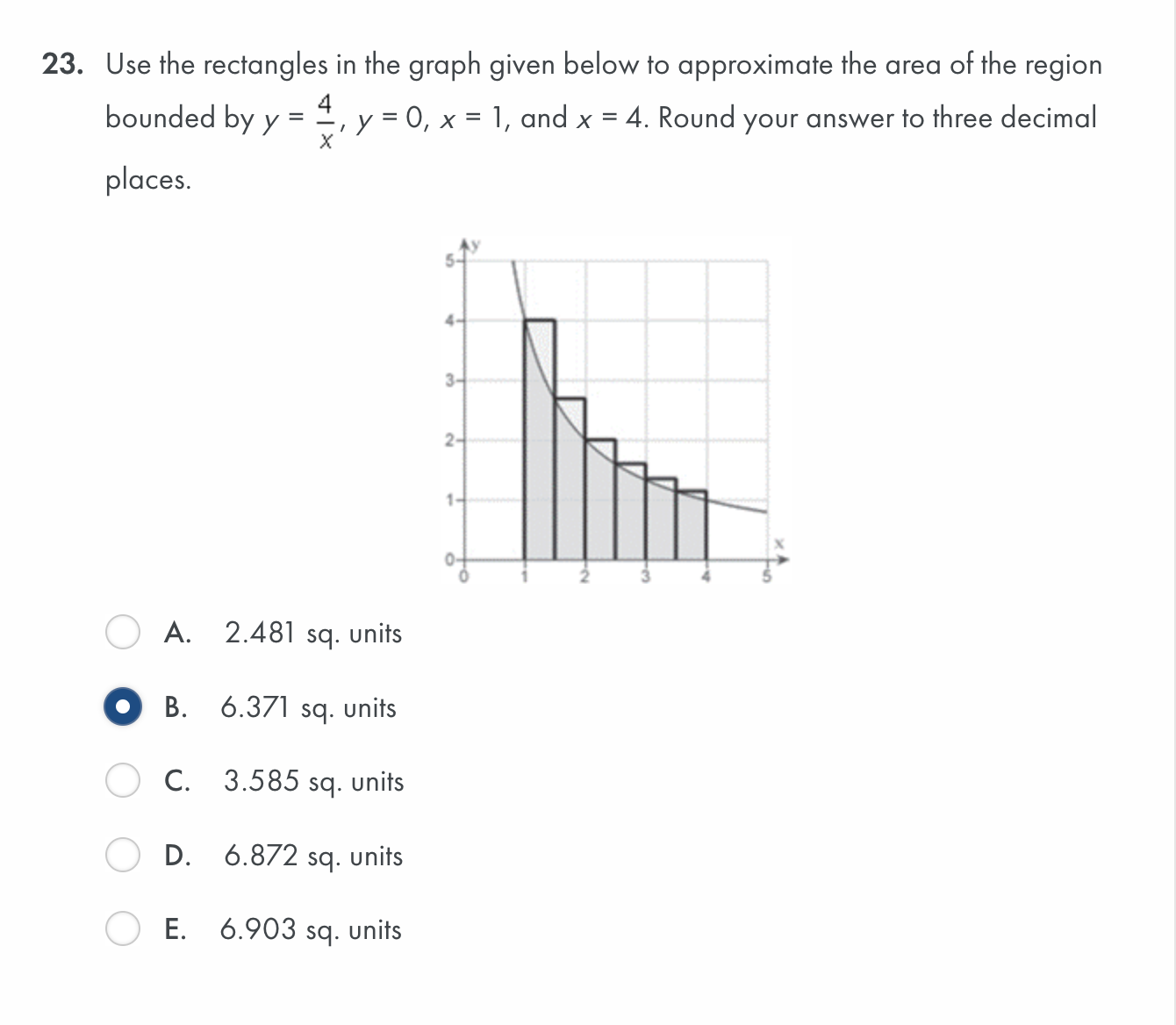 the area of the region bounded by y = i, y =