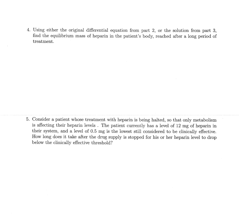 the solution from part 3, find the equilibrium mass of heparin in