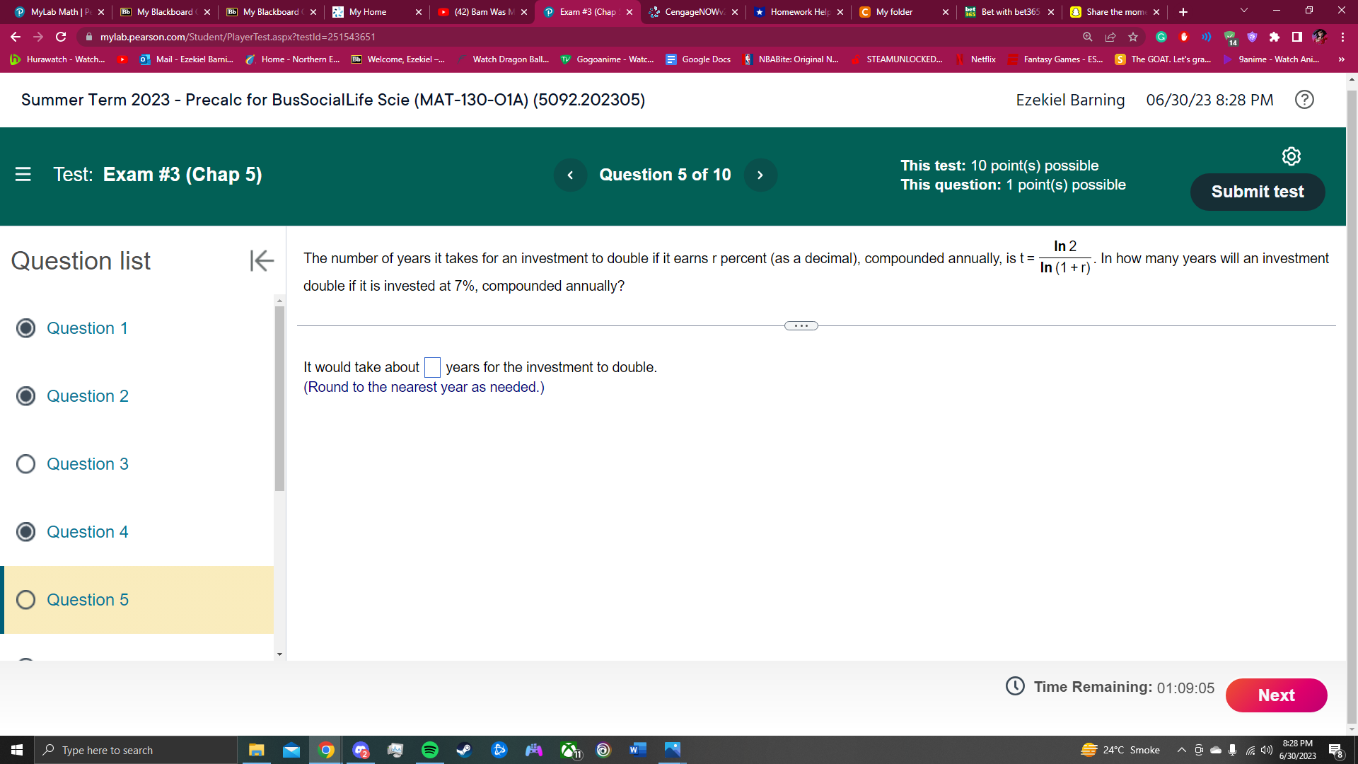 MyLab Math | Pc X Bb My Blackboard ( X Bb