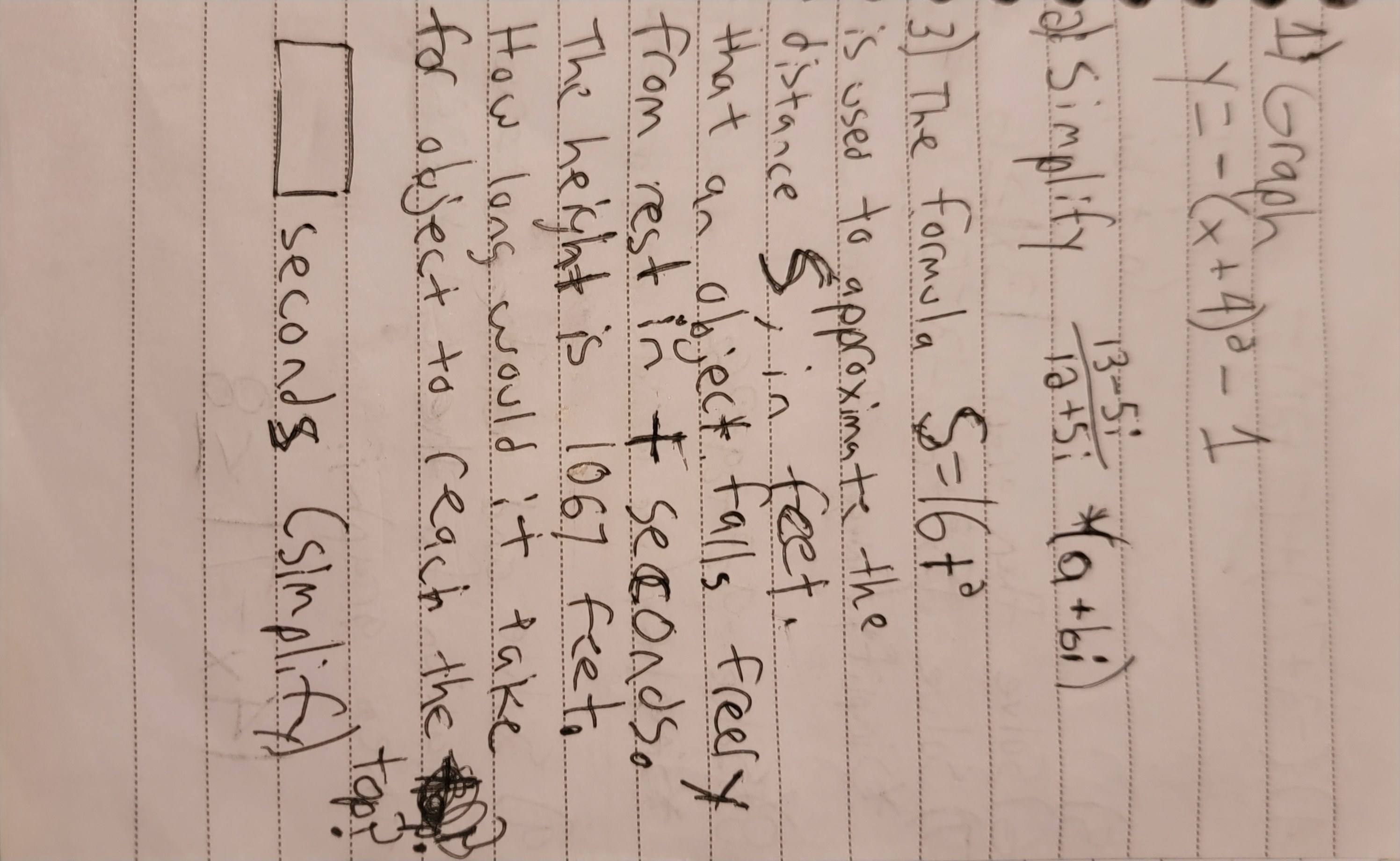  1) Graph Y = - ( x + 4 ) 2