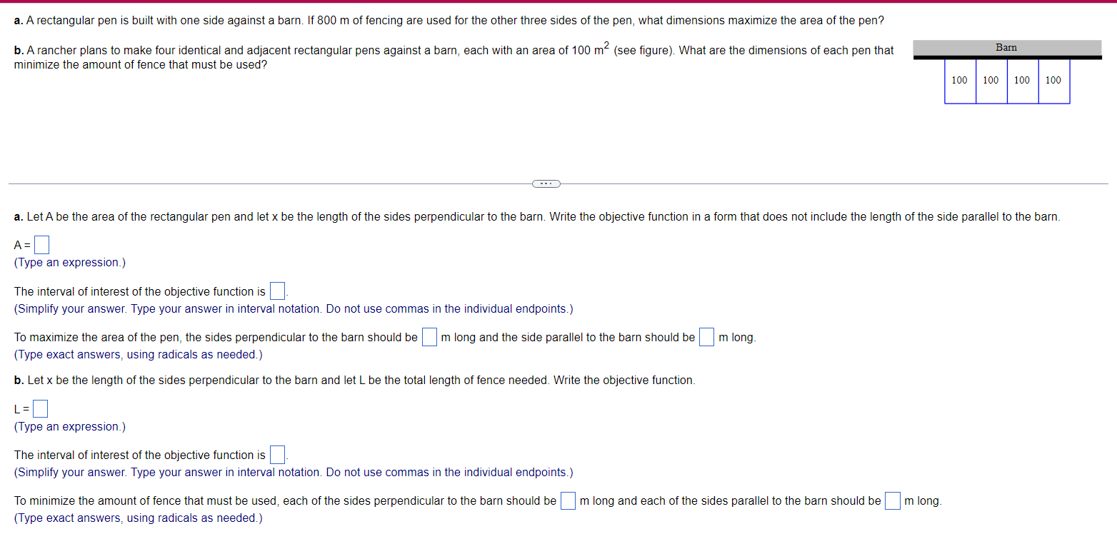 SldeS ofthe pen. what dimensions maXImize the area ofthe pen? b. A