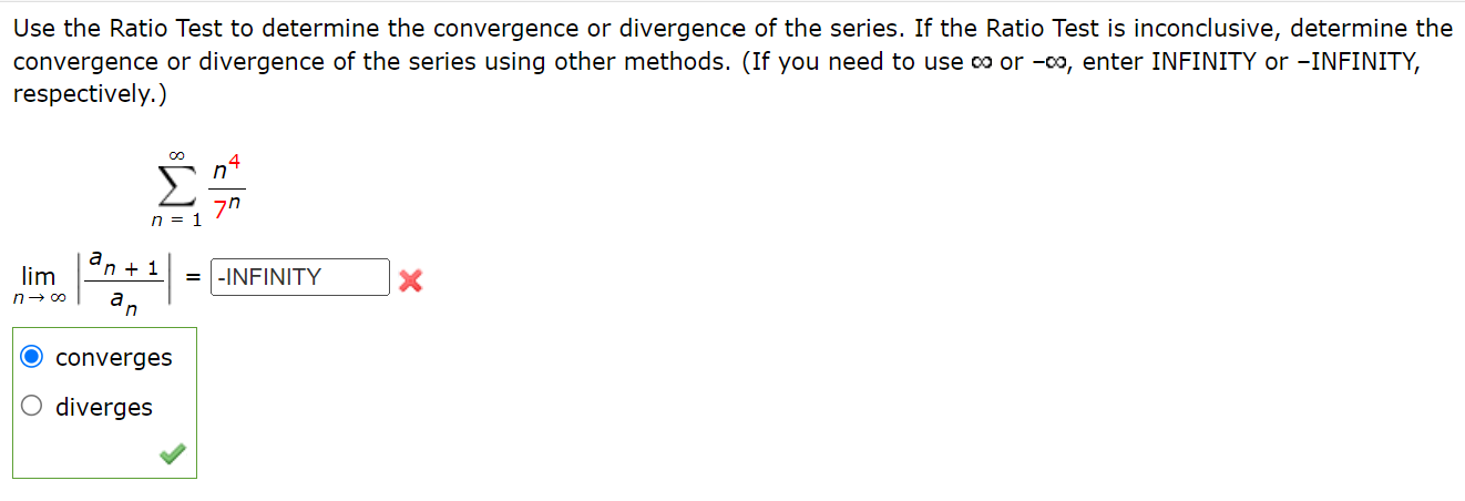 converges diverges J (b) Determine the convergence or divergence of the series