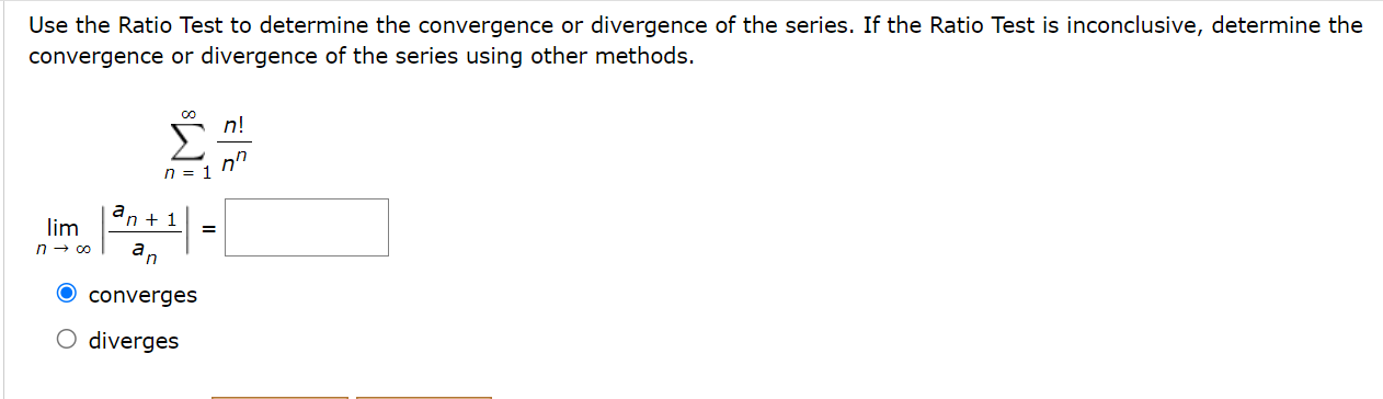 for x = i. e O converges diverges V (c) Find the