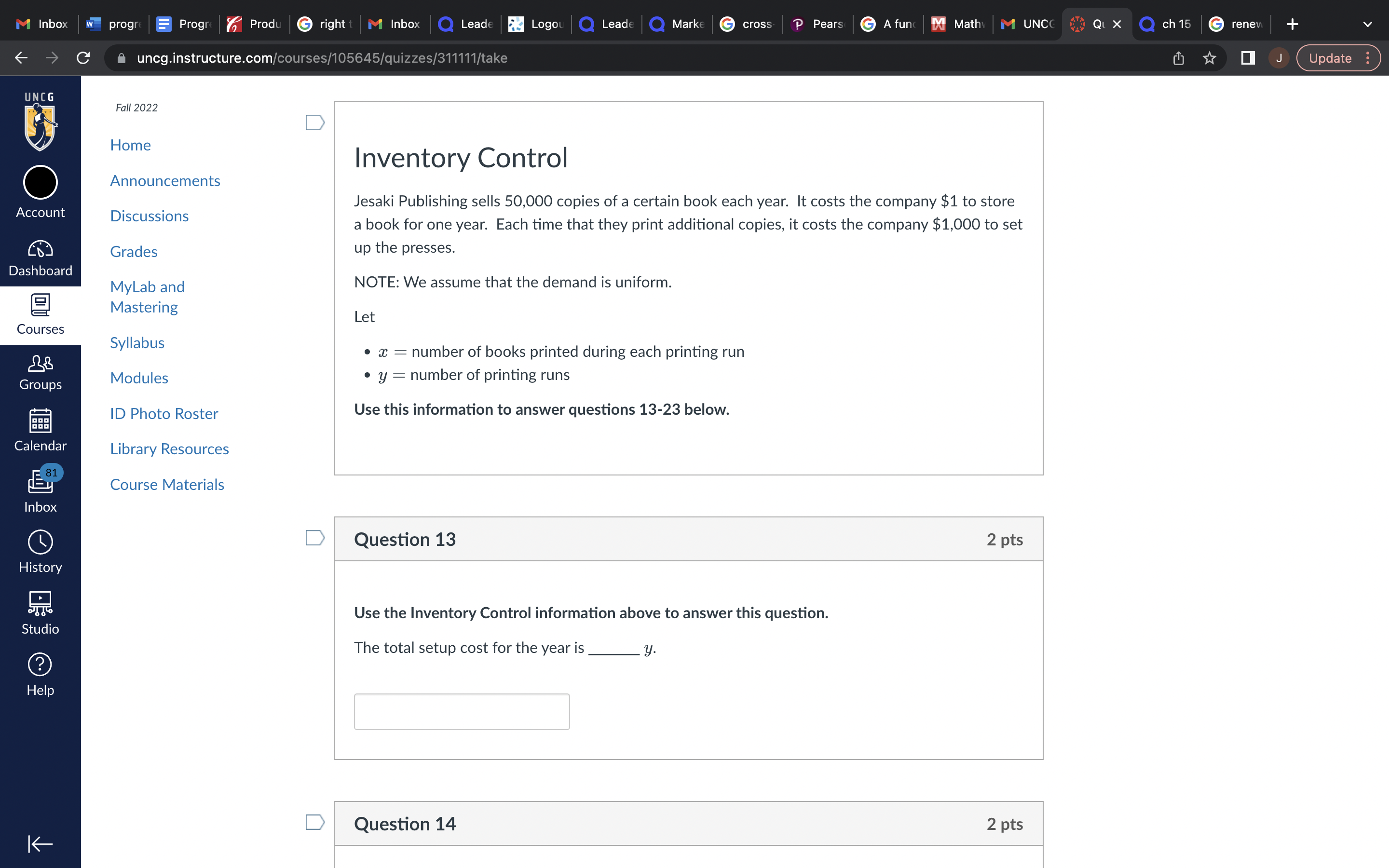 for the year is y, Question 14 2 pts M Inbox w