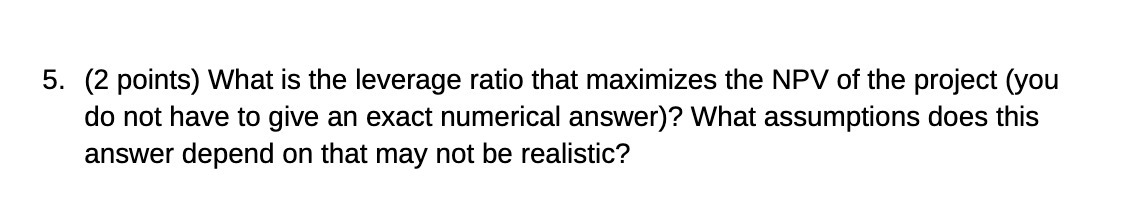 5. (2 points) What is the leverage ratio that maximizes the