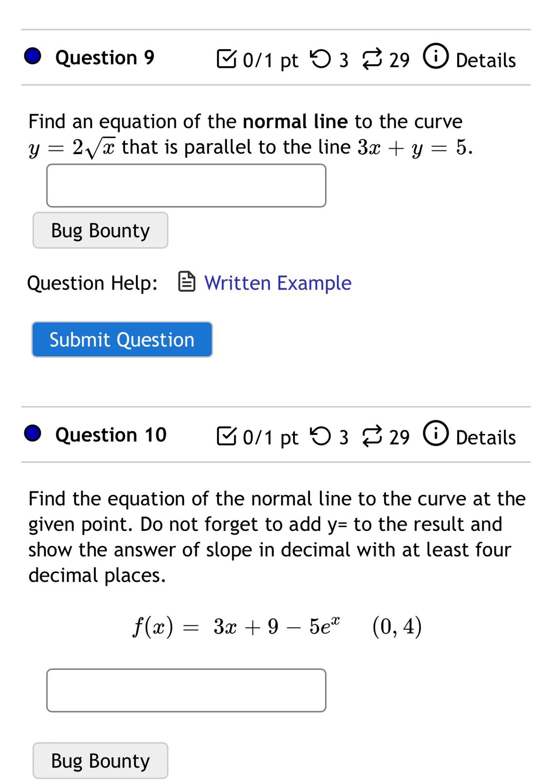 0 Question 3 E 0/1 pt '0 3 23 29 (9 Details