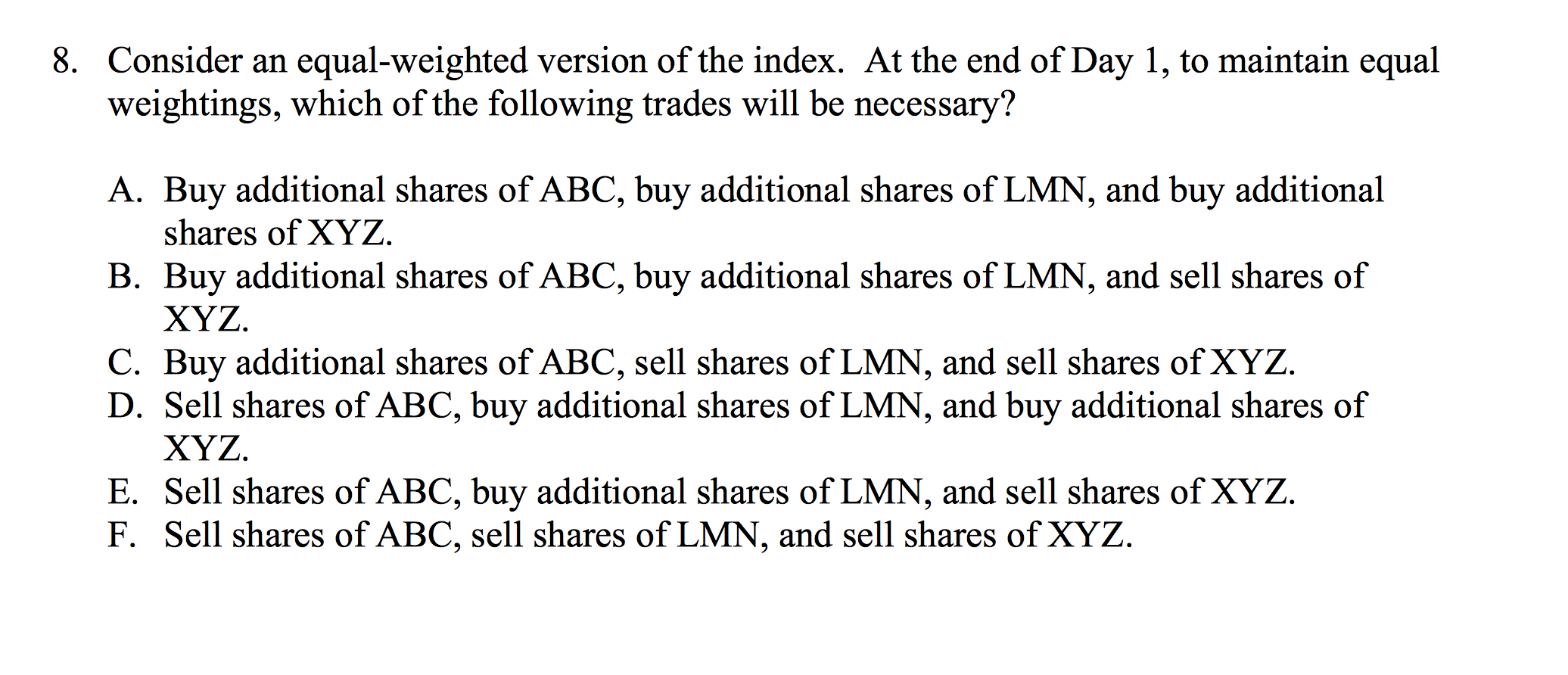 for 8 and 9 Company ABC LMN XY Z Number of Shares