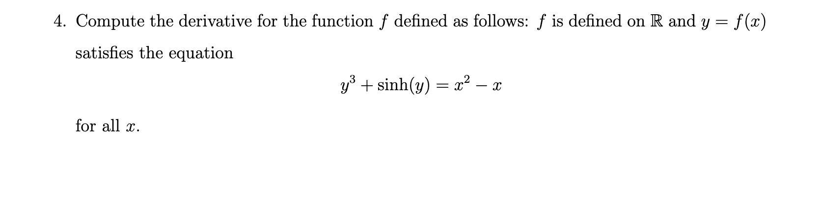 f is defined on R and y = f(x) satisfies the equation