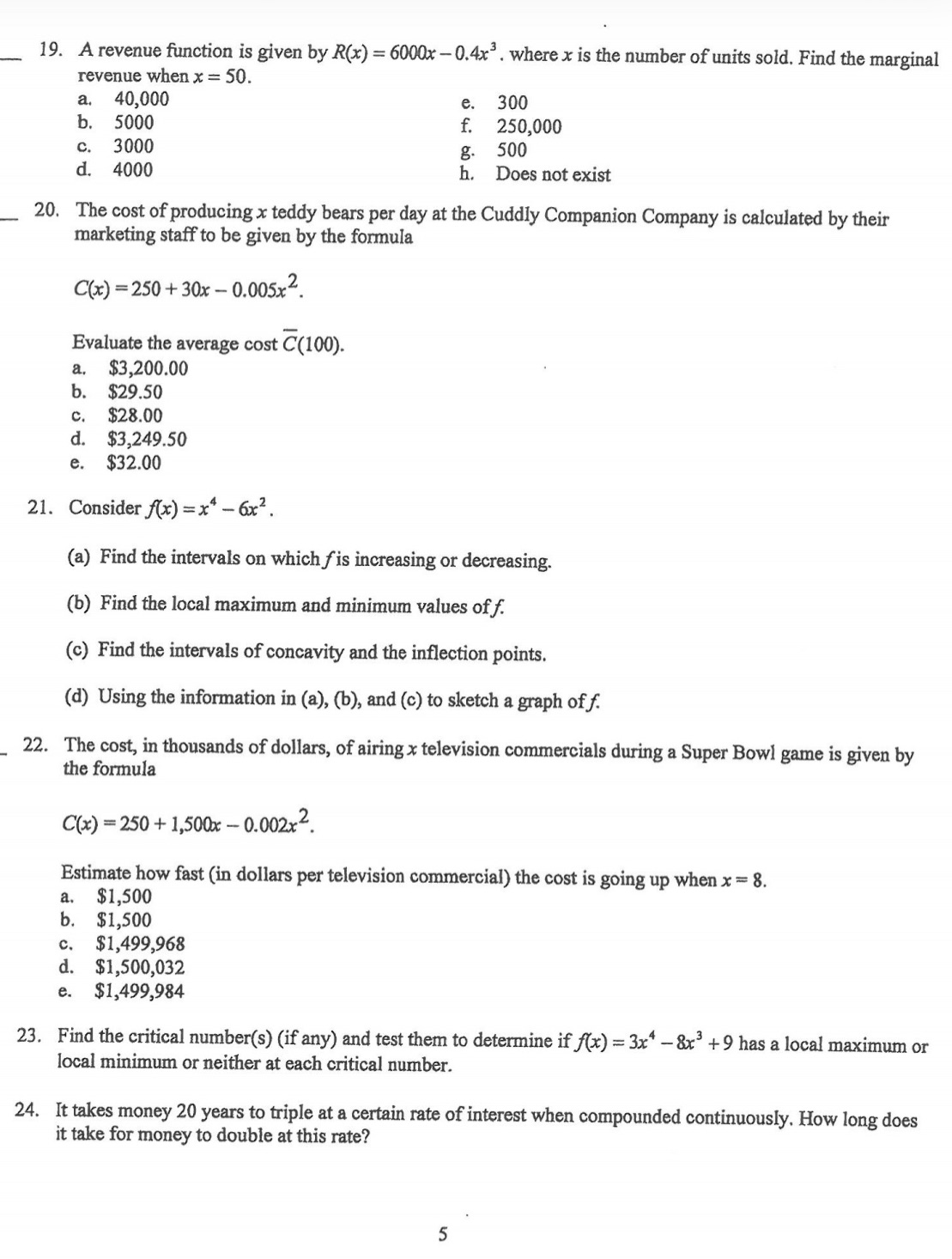 0.42:3. wherex is the number of units sold. Find the marginal revenue