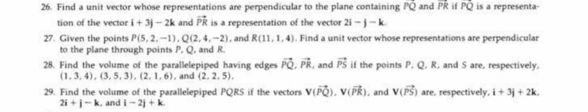  26. Find a unit vector whose representations are perpendicular to the