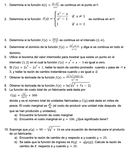 . Si I a h(t) punto a = 1 if x a