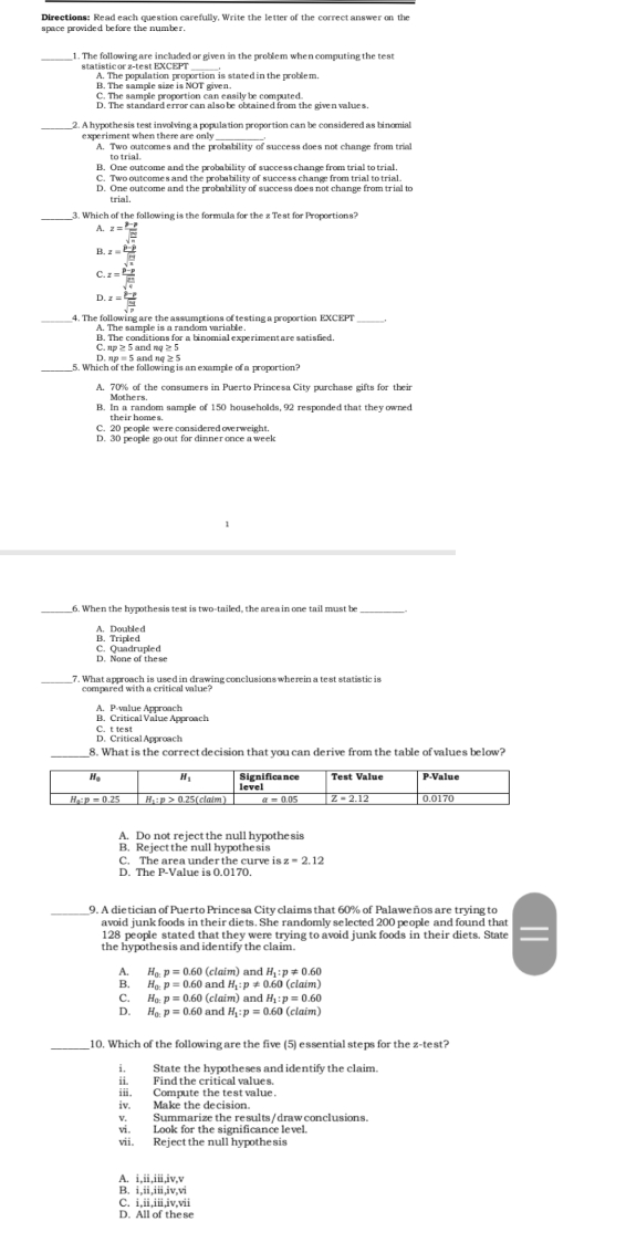  Follow the instructions given Directions: Read each question carefully. Write the