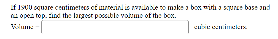 above. If 1900 square centimeters of material is available to make a