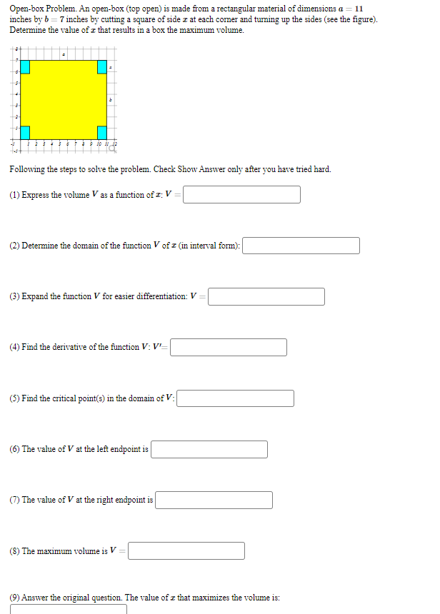 box with a square base and an open top, find the largest