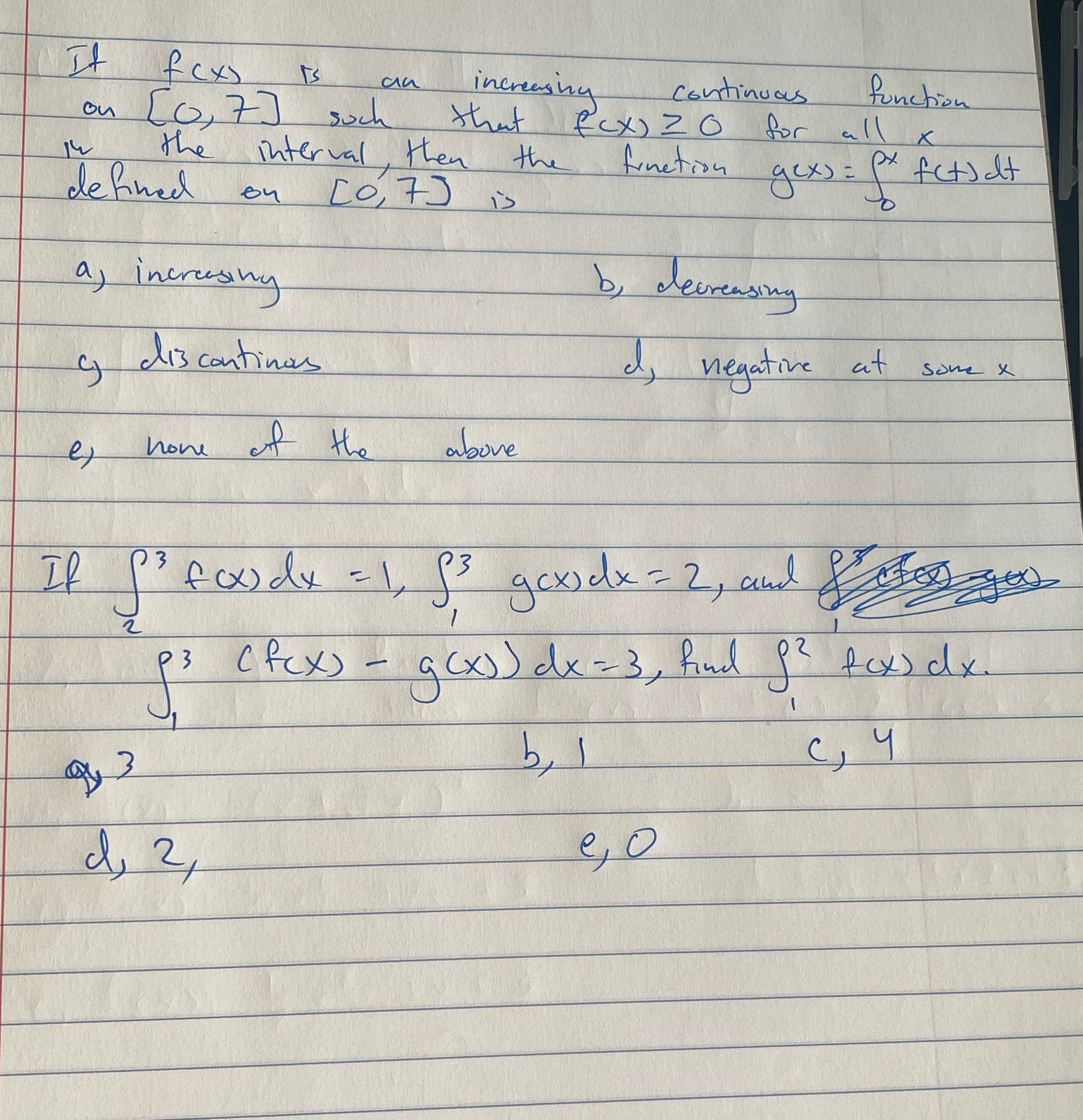 If fexs is increasing continuous function on Lo, 7) such that