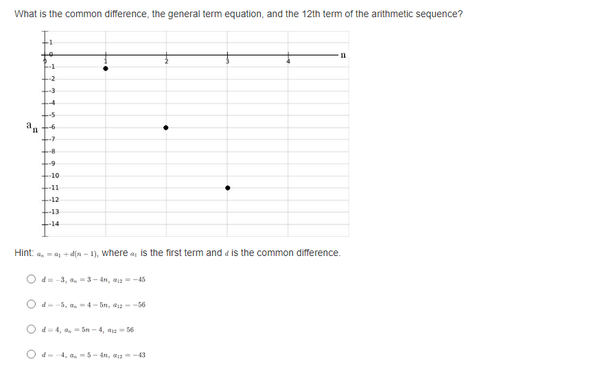 + d(n - 1) where a is the first term and d