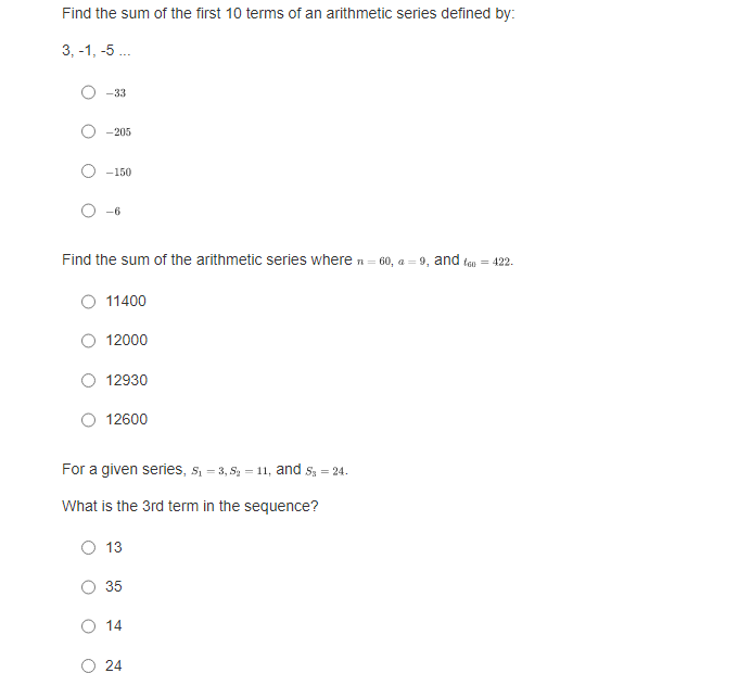 Consider the arithmetic sequence presented in the table below. What is the