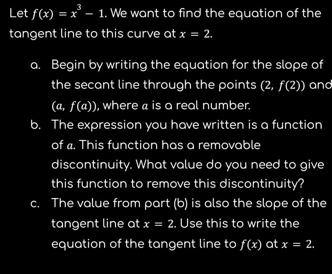 find the equation of the tangent line to this curve at x