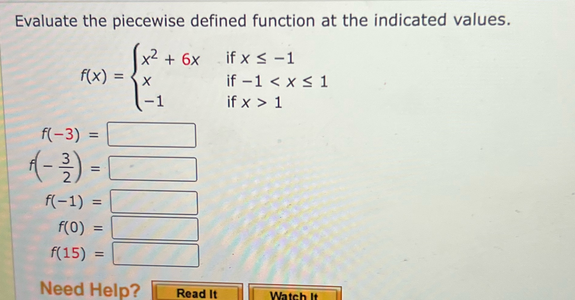 6x ifx S -1 f ( x ) = X if -1