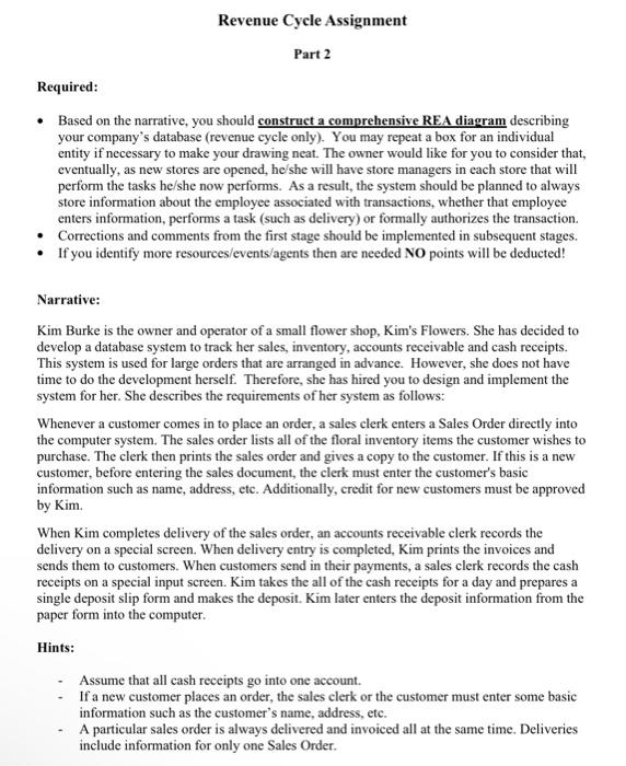 Part 2 Required: - Based on the narrative, you should construct