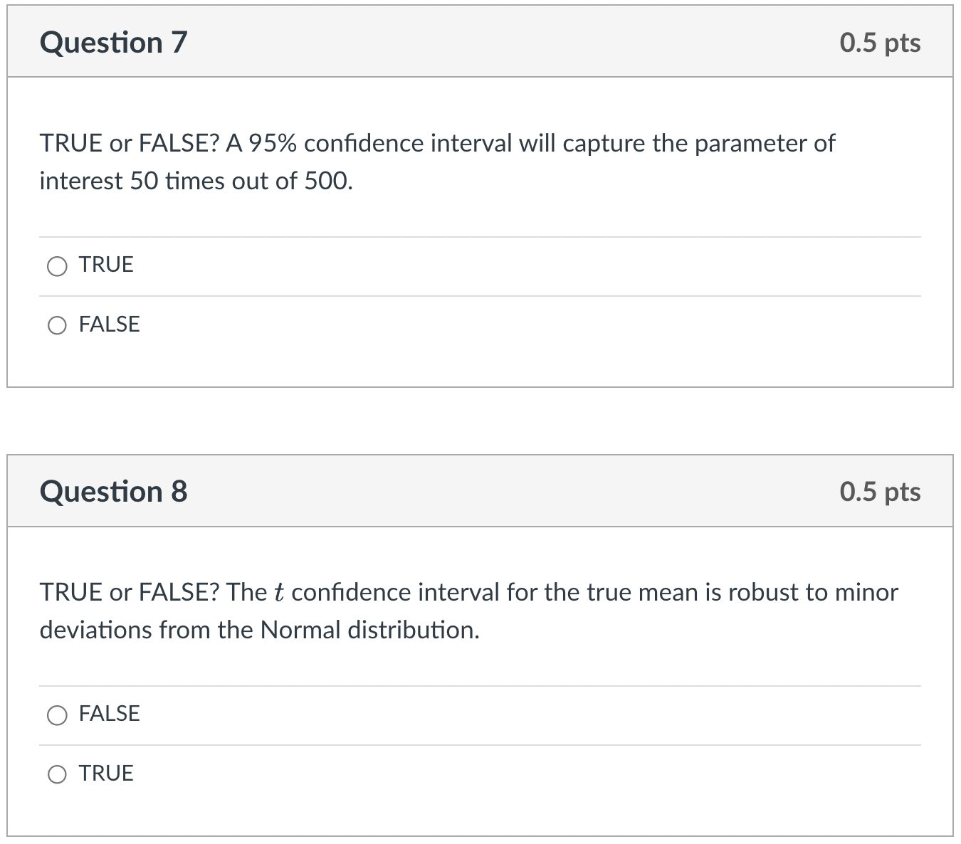 for the given sample size and confidence level (CL): n=15; CL=85% O