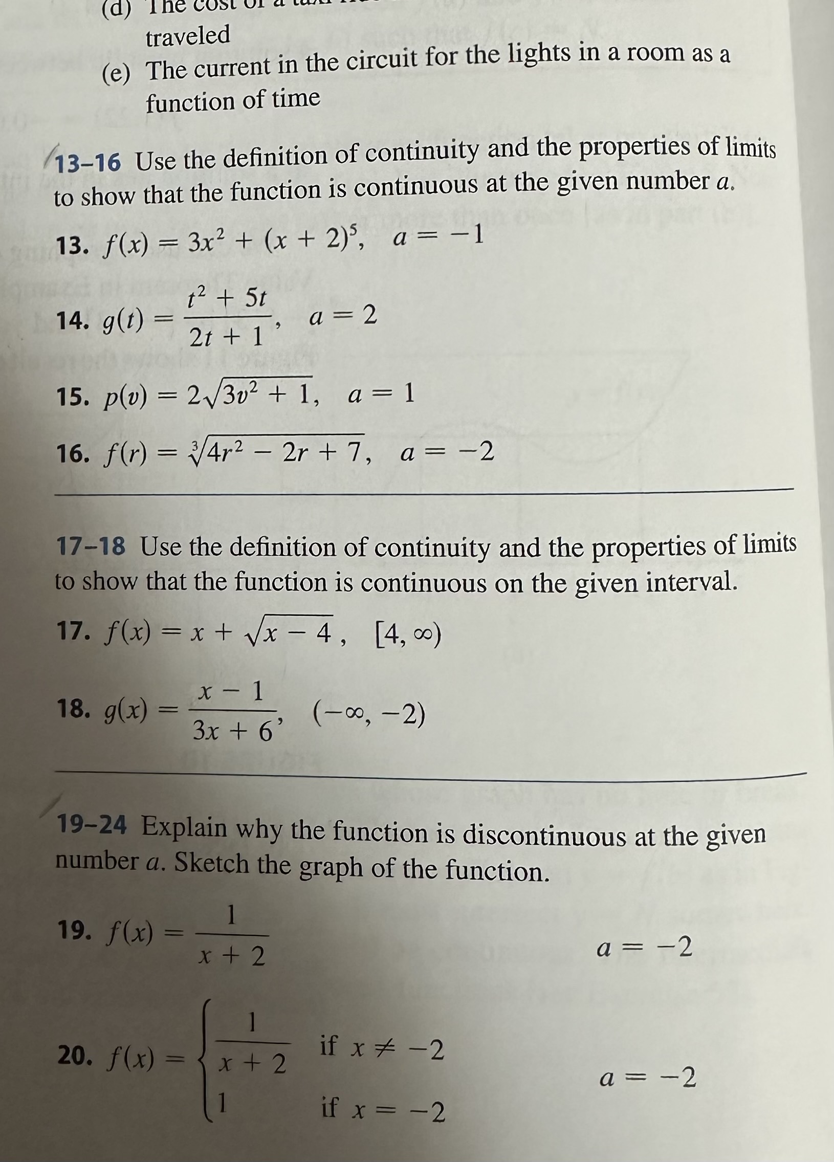 a function f is given. (a) At what numbers a does lim