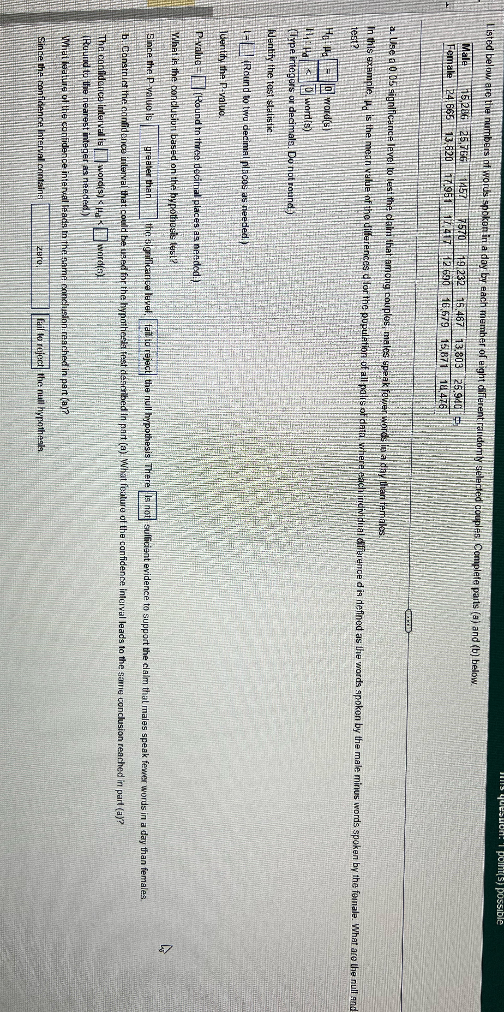 answer I put correct? Listed below are the numbers of words spoken