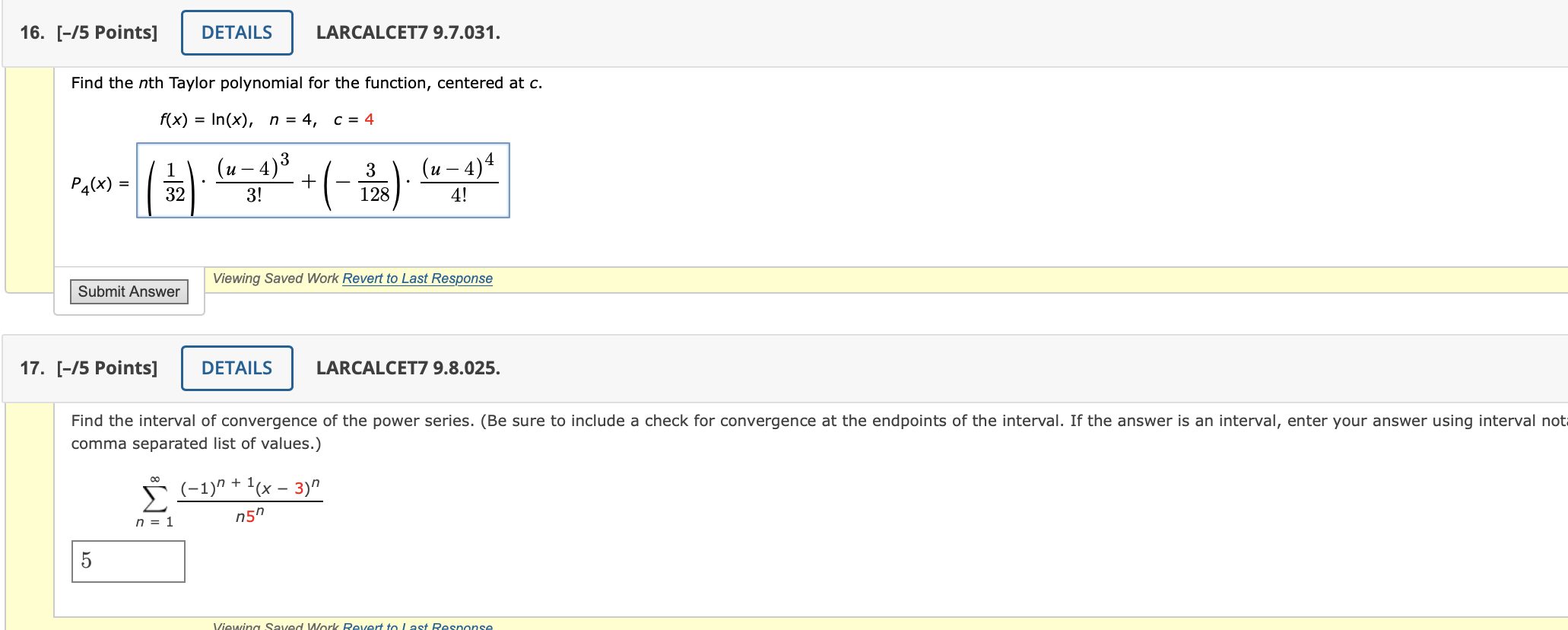 the function, centered at c. f(x) = |n(x), n =4, c=4 PM: