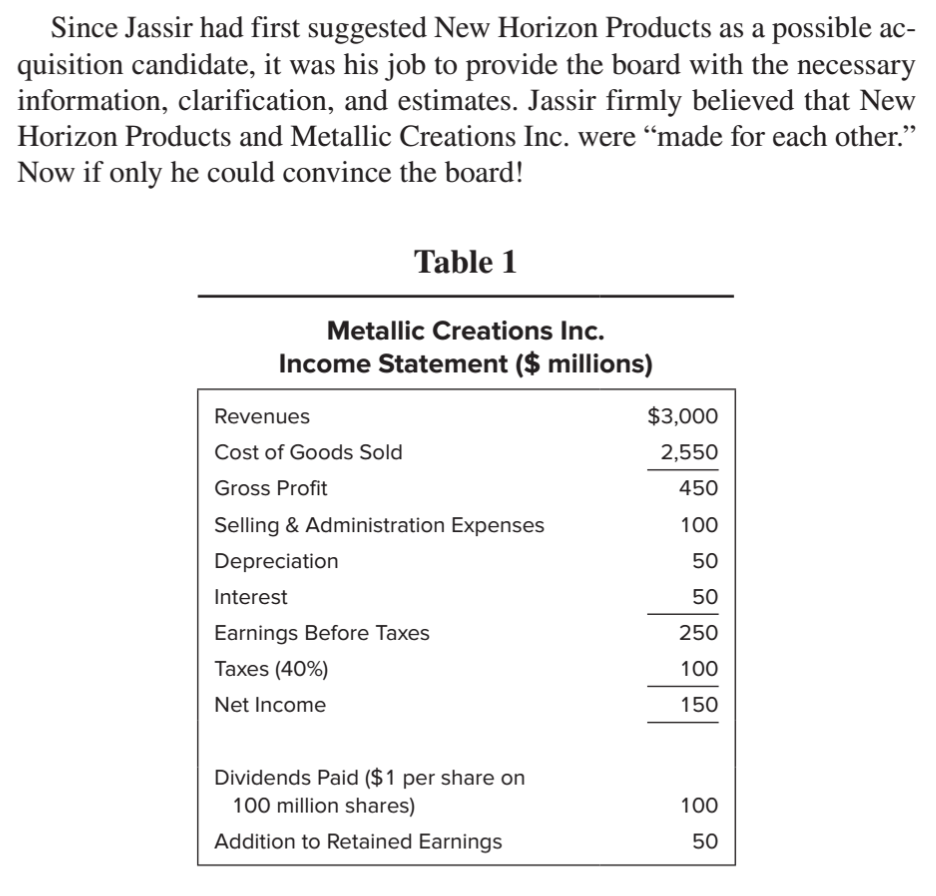 likely to apply to the acquisition that Metallic Creations Inc. is considering?