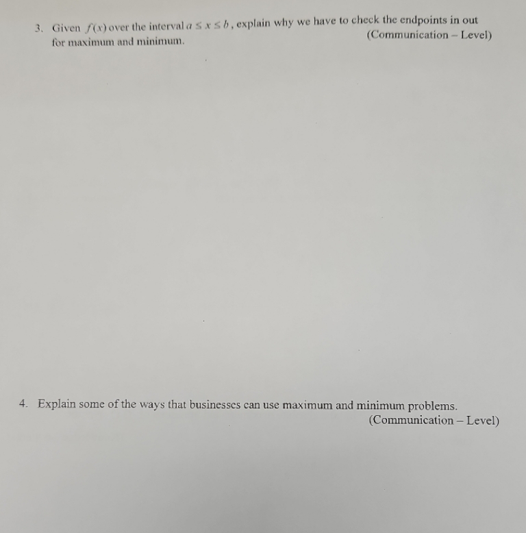 explain why we have to check the endpoints in out for maximum