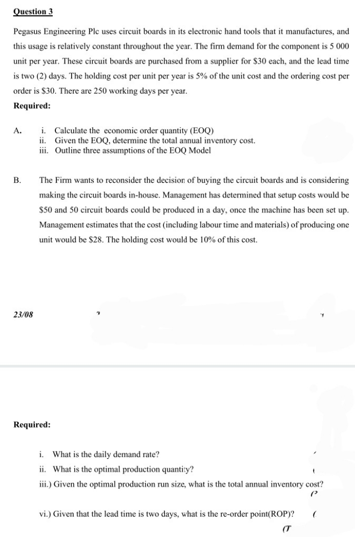  Inventory Control Notes This is a operations research question. Please take