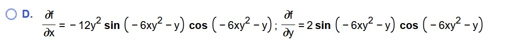 f. and f, y'O D. of of ax = - 12y sin