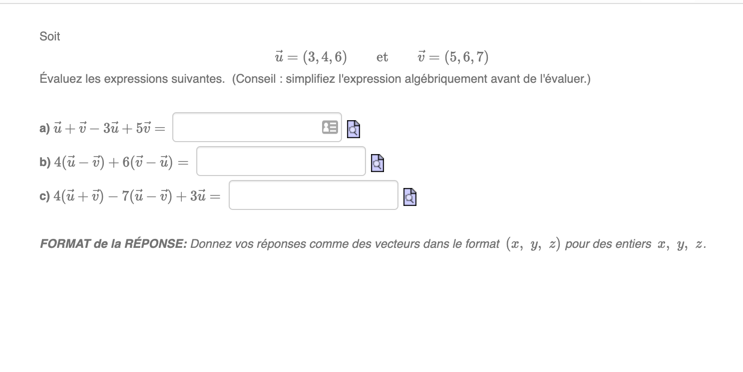 simplifiez Ilexpression algbriquement avant de l'valuer.) FORMAT de la RPONSE: Donnez vos