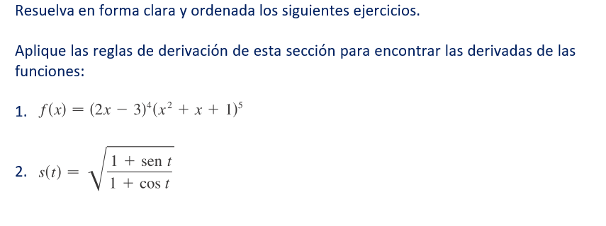 de derivaci6n de esta secci6n para encontrar las derivadas de las funciones: