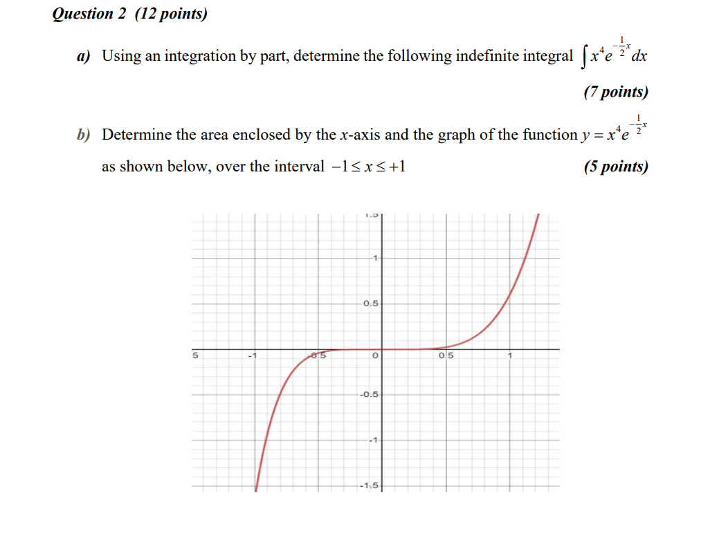 the following indefinite integral [x e ?" dx (7 points) b) Determine