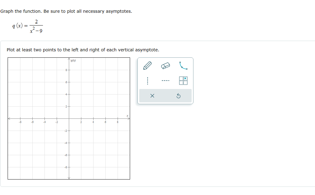 Part: 0 / 3 Part 1 of 3 Sketch the horizontal asymptote